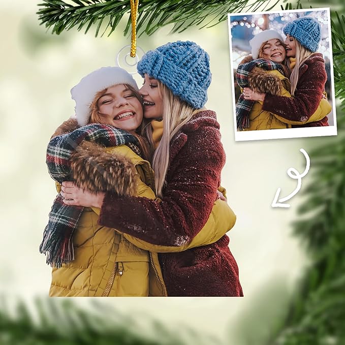 DOPTIKA Personalized 2D Ornaments for Christmas Tree, Friend Christmas Ornaments 2025, Personalized Christmas Picture Ornaments for Friends, Besties, BFF, Friendship Gifts for Women Men