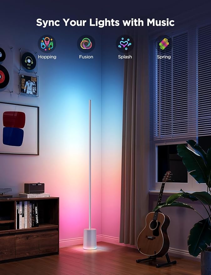 Govee Floor Lamp 2 with Matter, RGBIC, Warm Cool White LED, Alexa Compatible, 1725lm, Music Sync, Scene Modes, Smart Floor Lamp for Living Room, Bedroom, Silver(1 Pack)-HomvellaHome