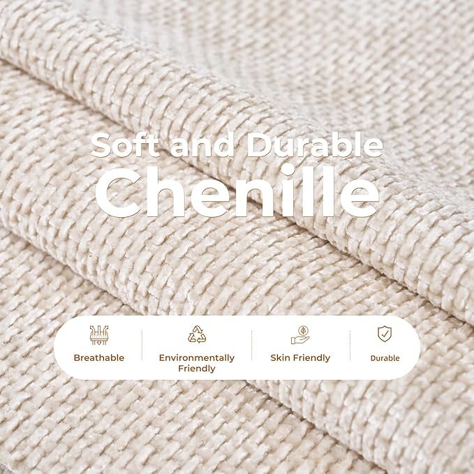 132'' Oversized Modular Sectional Sofa, U Shaped Comfy Sectional Couch with Large Storage, 6 Seat Chenille Deep Seat Cloud Sofa with 2 Throw Pillows for Living Room,Beige-HomvellaHome