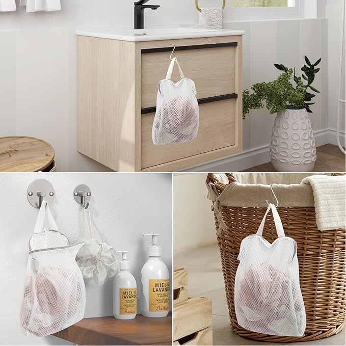 GWT 4Pcs 3D Mesh Laundry Bags with Hanging Handles (S/M/L/XL) - Durable Zippered Wash Bags for Delicates, Shoes & Bulk Clothes - Space-Saving Foldable Design-HomvellaHome