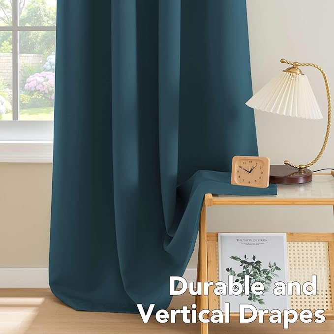H.VERSAILTEX Premium Blackout Thermal Insulated Room Darkening Curtains for Bedroom/Living Room - Classic Grommet Top (2 Panels, Dark Teal, 52 Inch by 84 Inch)-HomvellaHome