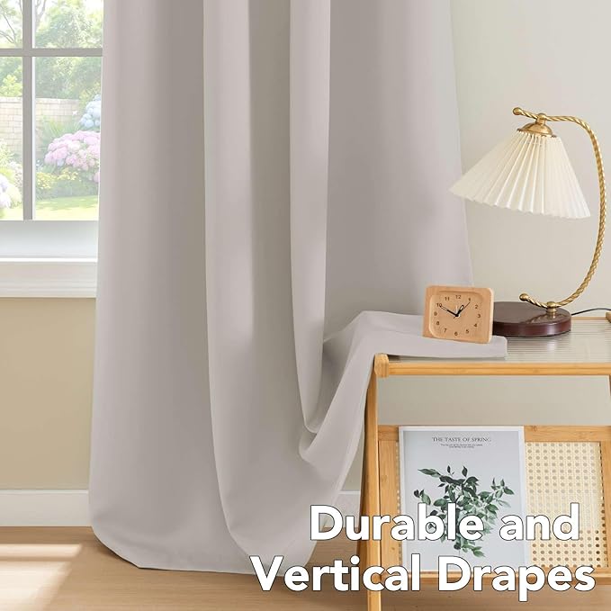 H.VERSAILTEX Premium Blackout Thermal Insulated Room Darkening Curtains for Bedroom/Living Room - Classic Grommet Top (2 Panels, Stone, 52 Inch by 72 Inch)-HomvellaHome