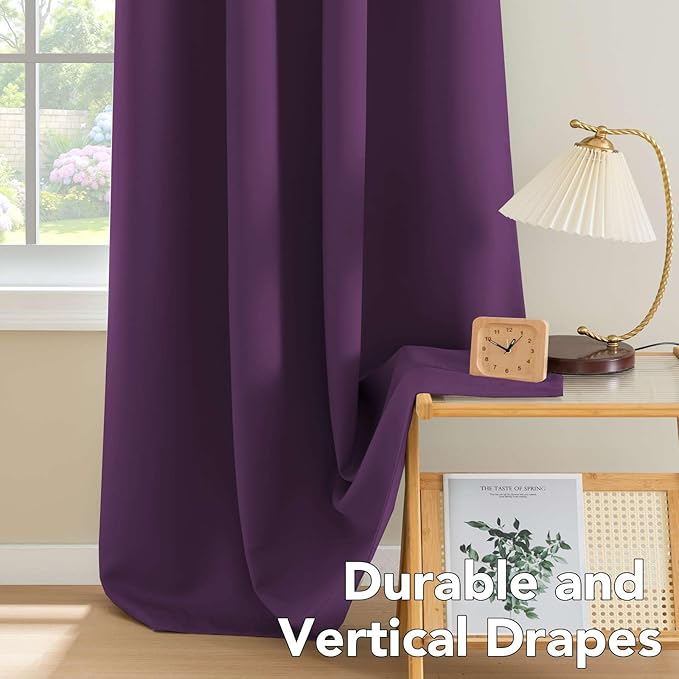 H.VERSAILTEX Blackout Curtains/Draperies/Drapes for Bedroom 108 Inches Long, Extra Long Thermal Insulated Window Treatment Light Blocking Grommet Privacy Curtains, Plum Purple, 2 Panels-HomvellaHome