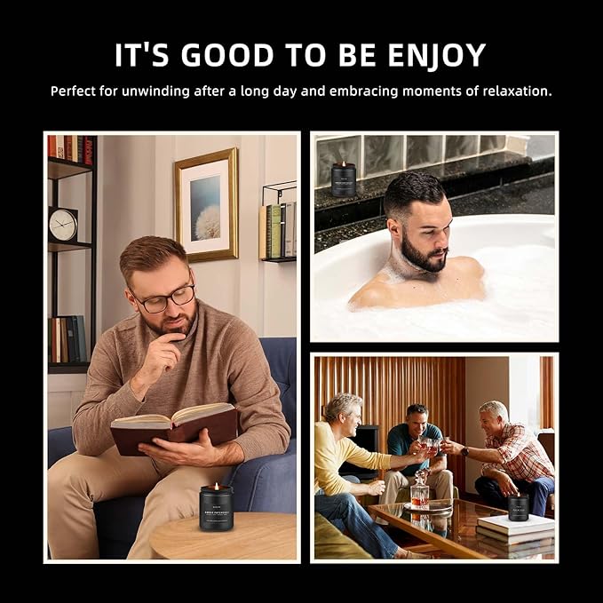 2 Pack Smoke & Vanilla Candle | Candles for Men - Masculine Candle, Soy Candles for Home Scented - Gifts for Men, Home Fragrance Gifts - Each of 7oz-HomvellaHome