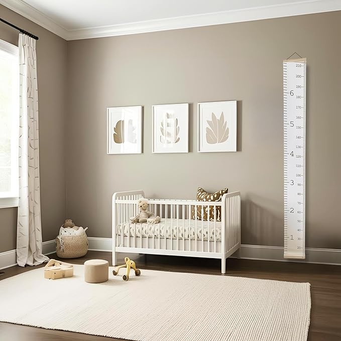 Growth Chart for Wall | Kids Height Chart Canvas Ruler with Wooden Storage Box | Waterproof Measuring Chart | Nursery Decor & Baby Shower Gift-HomvellaHome