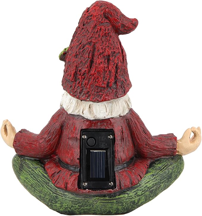 Garden Yoga Gnome Statue, Outdoor Gnomes Figurine with Solar Lights, Knome in Yoga Pose for Garden Decor, Elf Sculptures and Statues for Patio Lawn Yard-HomvellaHome