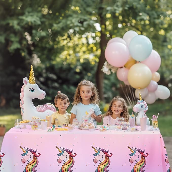 16Pcs Unicorn Tablecloths for Birthday Party, Unicorn Plastic Table Cover Disposable Party Table Cloths, unicórnio Festa Supplies for Baby Shower and Birthday Decoration for Girls (54'' x 108'')-HomvellaHome