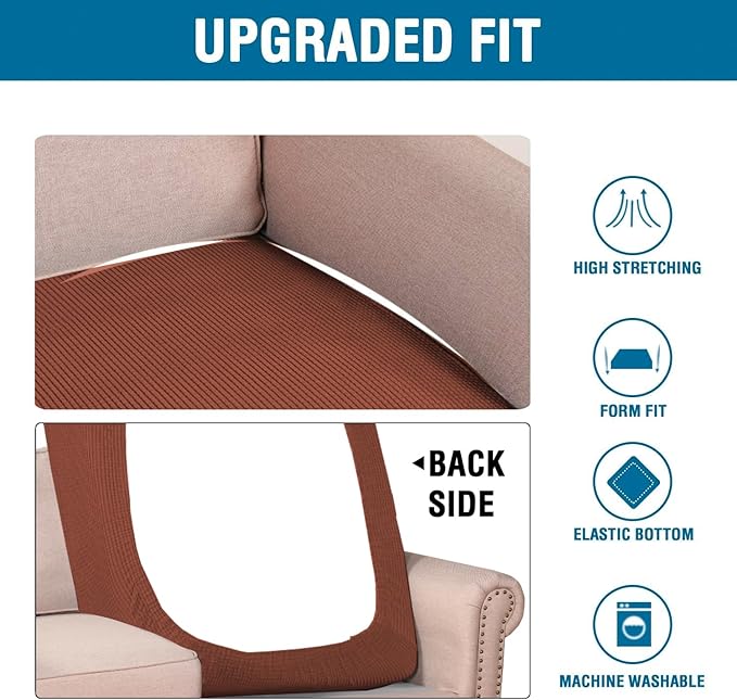 H.VERSAILTEX Super Stretch Individual Chaise Cover Sectional Couch Covers for L Shaped Sofa Both Left/Right Featuring Thick Jacquard Textured Twill Fabric (1 Piece Chaise Cover, Rust)-HomvellaHome