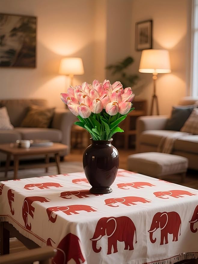 15pcs Real Touch Tulips PU Artificial Flowers Fake Tulips Flowers for Arrangement Wedding Party Easter Spring Home Dining Room Office Decoration-HomvellaHome