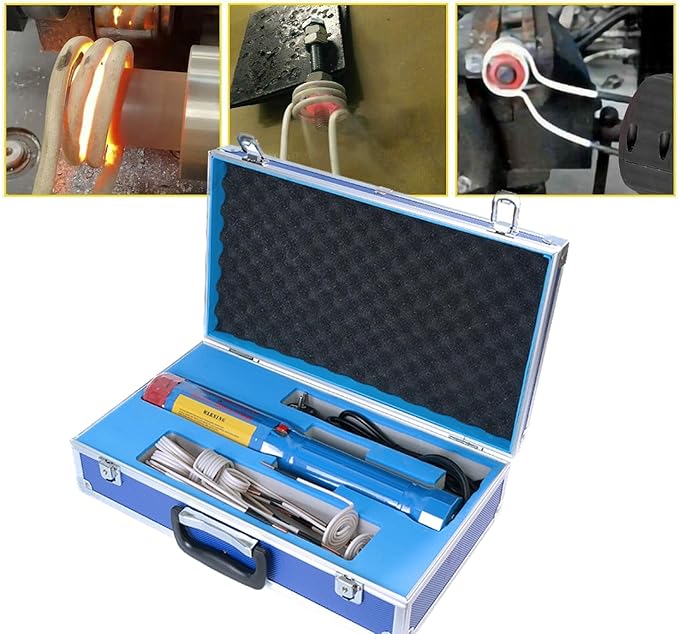 Generic Magnetic Induction Heater, Flameless Bolt Removal Tool, Handhled Induction Heater Kit with 8 Coils & 2 Copper Wires, 1100W Rusty Bolt Removing Tool (Upgraded Rotary Type), Blue-HomvellaHome