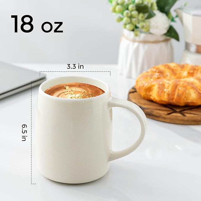 GBHOME Large Coffee Mugs Set of 4, 18oz Handmade Ceramic Coffee Mugs Set with Gradient color for Latte/Tea/Beer/Hot Cocoa, Dishwasher & Microwave Safe-HomvellaHome