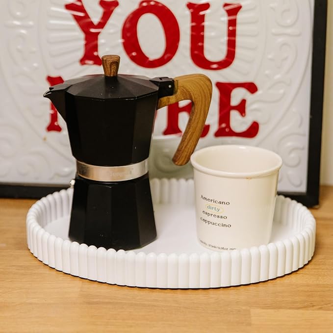 11.8in Decorative Tray for Coffee Table Decor- Modern Oval Concrete Tray for Home Decor- Minimalist Handcrafted Centerpieces Tray for Living Room, Kitchen Dining Table, Entryway (White)-HomvellaHome