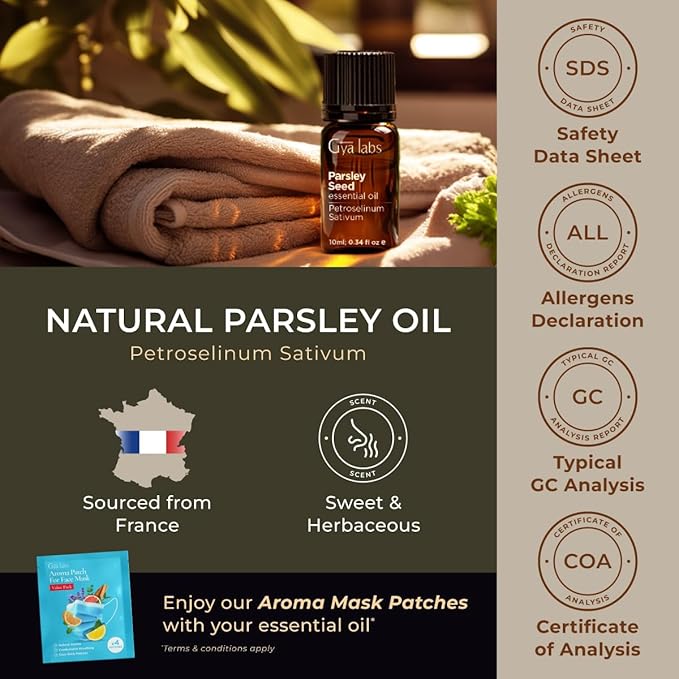 Gya Labs Parsley Essential Oil for Skin - 0.34 Fl Oz - 100% Pure Natural Parsley Oil for Diffuser, Hair & Candle Making Scent-HomvellaHome