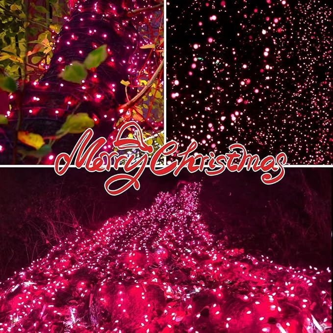 150LIGHTS PINK Extra-Bright With End Connectors Christmas Decorative Lights 9.72m UL Certified Mini String Light Set Waterproof for Home Garden Holiday Christmas Tree Party Patio Decor Wedding-HomvellaHome