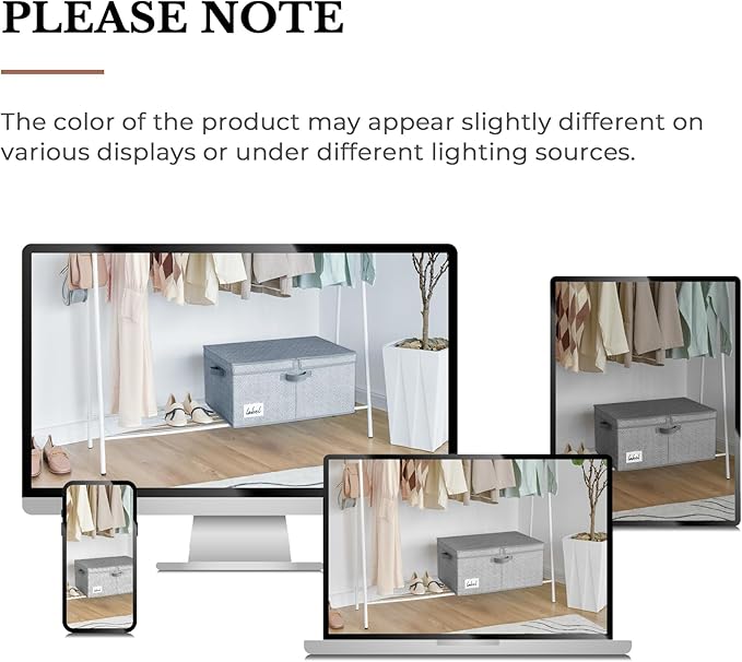 GRANNY SAYS Fabric Storage Bin with Lid, Decorative Storage Box, Extra Large Storage Baskets, Closet Organizer, Gray, 1-Pack-HomvellaHome