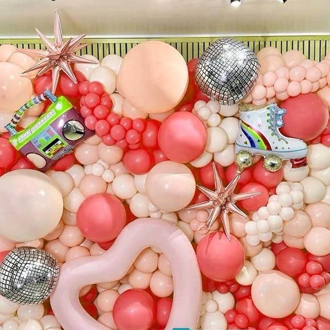 130pcs Retro Hot Pink Balloons Different Sizes 18" 12" 10" 5" Blush Hot Pink Latex Balloon Garland Arch Kit for Birthday Baby Shower Valentine's Day Wedding Gender Reveal Party Decorations-HomvellaHome