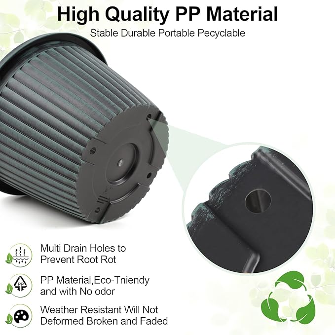 12 inch Plant Pots Indoor Outdoor, 4 Pack Large Planter, Plastic Flower Pots with Saucer and Drainage Holes, Modern Decorative Resin Garden Pots for House Plants-HomvellaHome