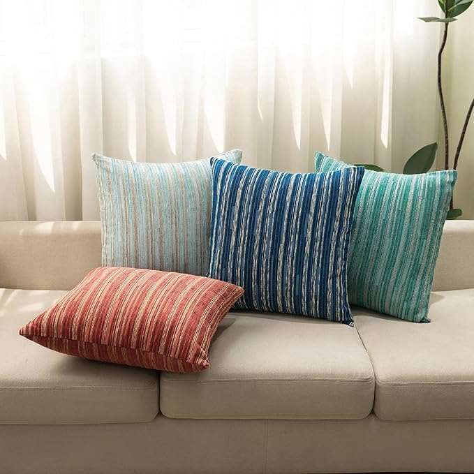 Yeiotsy Pillow Cases Bohemia, Pack of 2, Modern Striped Throw Pillow Covers Geometric Cushion Covers for Sofa Holiday Party Decoration (Red, 18 X 18 Inches)