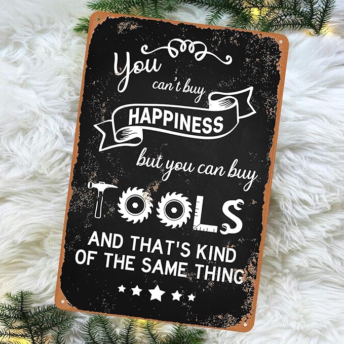 Garage Signs for Men Mechanic Shop Decor Funny Tool Rule Metal Tin Signs for Dad Garage Gifts Grandpa Workshop Wall Decor 8x12 Inch-HomvellaHome