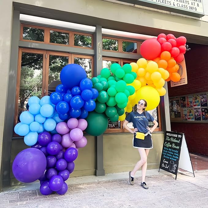 134pcs Rainbow Balloon Arch Kit Different Sizes 18" 12" 10" 5" Assorted Color Latex Balloon Garland Arch Kit for Birthday Baby Shower Graduation Wedding Gender Reveal Party Decorations-HomvellaHome