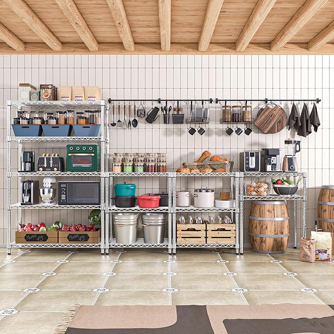 1750 LBS Storage Shelves 5-Tier Utility Shelving Unit Steel Organizer Wire Rack for Home,Kitchen,Office,Garage, Capacity 17.7" D x 47.2" W x 72.3" H-HomvellaHome