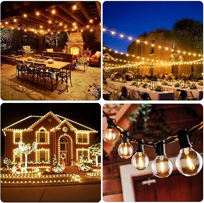 150FT LED Globe Outdoor String Lights, Dimmable Patio With 75+2 G40 Shatterproof Bulbs, Waterproof Outside Hanging, 2200K Commercial Backyard for Porch Bistro Party Balcony Garden-HomvellaHome