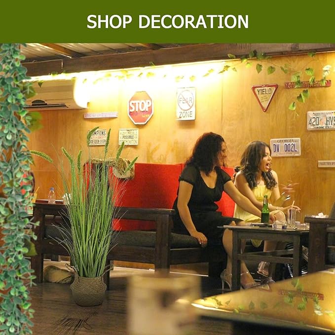 Green Onions Fake Plants,Artificial Plants Indoor, Fake Grass Decor Green Plant Fake Outdoor Flowers Fake Succulents,Artificial Tall Grass Plants with Pots House Decorative (47" 1 Pack)-HomvellaHome