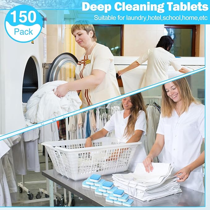 150 Pcs Washing Machine Cleaner Washing Machine Tablets Deep Cleaner Tablets for Front Loader and Top Load Washer-HomvellaHome