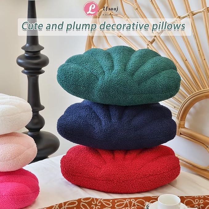 Red Seashell Throw Pillows, Shell Shaped Throw Pillows, 13 Inch Soft Home Decorative Pillow Plush Cushion for Bed Couch Living Sofa Room Decor Accent Throw Pillow-HomvellaHome