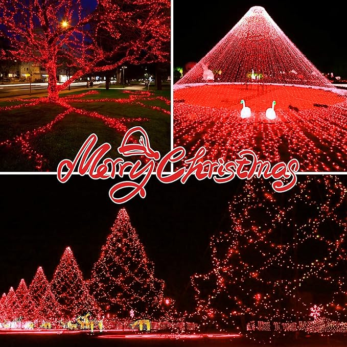 100LIGHTS RED Extra-Bright with End Connectors Christmas Decorative Lights 5.98m UL Certified Mini String Light Set Waterproof for Home Garden Holiday Christmas Tree Party Patio Decor Wedding-HomvellaHome