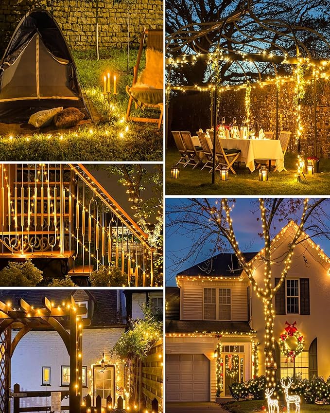 1 Pack Solar Fairy Lights for Outside Waterproof, 49FT/15M 150LED Solar String Lights Outdoor 8 Modes Solar Twinkle Lights for Garden Yard Christmas Tree Wedding Party Decor, Warm White-HomvellaHome
