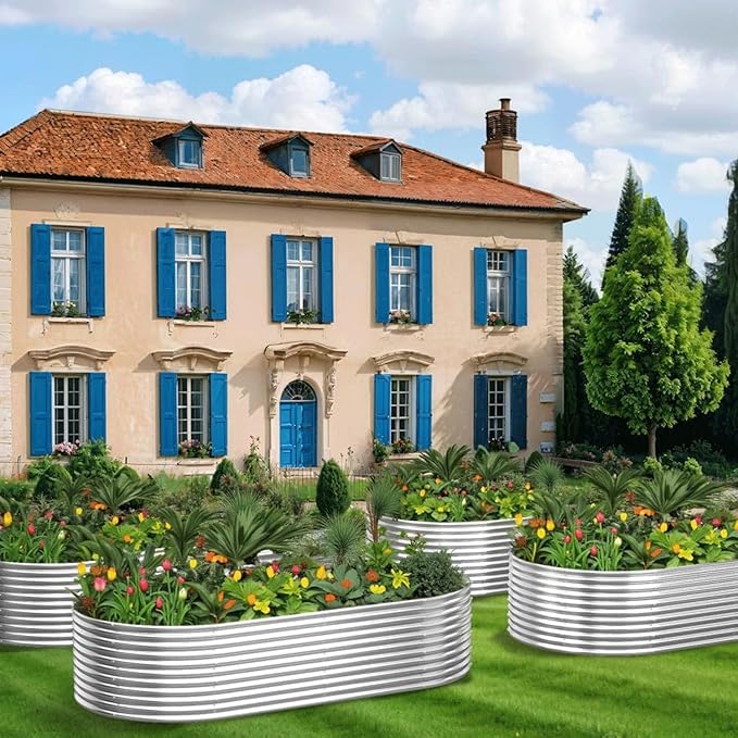 2 Pack Tall Galvanized Raised Garden Bed Outdoor,Metal Garden Bed for Vegetables,Steel Raised Beds for Gardening,Above Ground Garden Box for Flower-37x20 inch-4MV-HomvellaHome