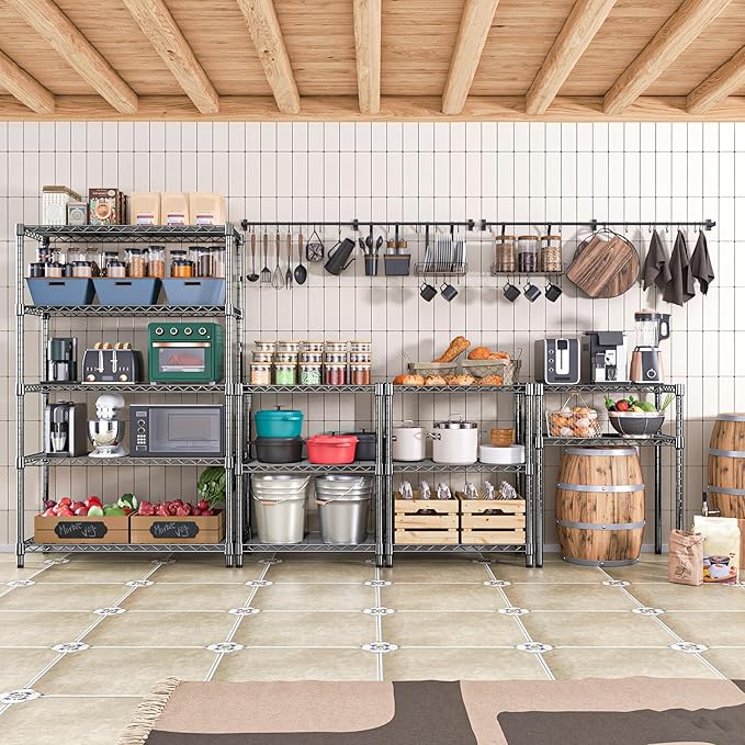 1750 lbs Steel Storage Shelving 5-Tier Utility Shelving Unit Steel Organizer Wire Rack for Home,Kitchen,Office,Garage, 1750 LBS Capacity 17.7" D x 47.2" W x 72.3" H-HomvellaHome