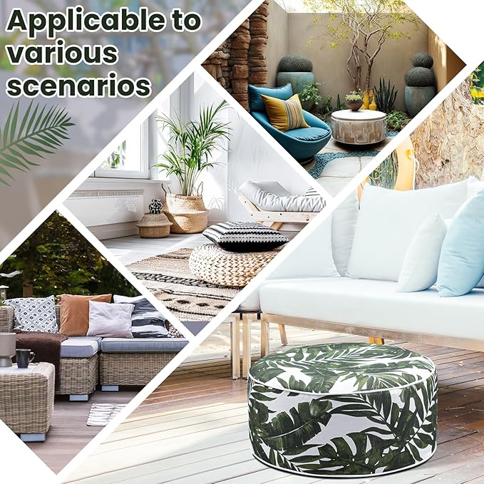 2 Pack Outdoor Inflatable Ottoman Waterproof Inflatable Pouf Foot Rest with Handle D21 x H9 Portable for Patio Camping Garden or Home-HomvellaHome