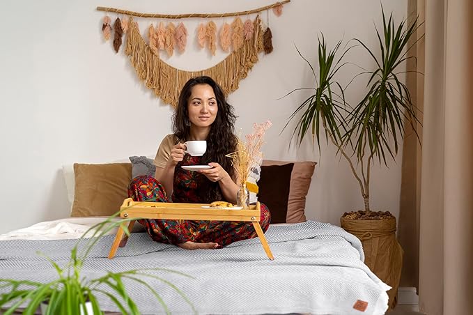 Gold Case Throw Blanket for Bed – 100% Recycled Turkish Cotton Bed Blanket – Decorative Throw Cotton Blankets for Living Room & Bedroom – Woven Twin Blankets - 71x90 - Grey-HomvellaHome