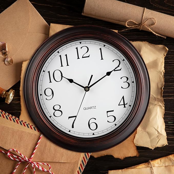 14 Inch Wall Clocks Battery Operated Silent Non-Ticking Wall Clock Vintage Retro Rustic Style Decorative for Living Room Kitchen Farmhouse (Bronze)-HomvellaHome