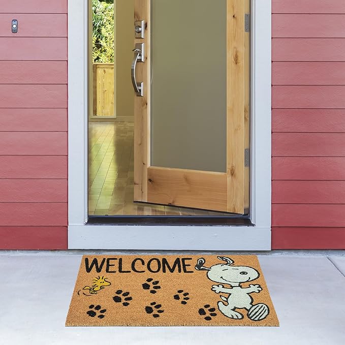 Gertmenian Peanuts Snoopy Coir Doormat - 2x3 Welcome Mat (2-Pack), Ideal for High Traffic Areas in Front Door, Garage, Entryway - Welcome, 80022-HomvellaHome