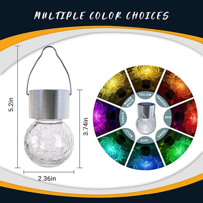 GIGALUMI 24 Pack Solar Outdoor Lights, Solar Hanging Lights for Christmas Decoration-Cracked Glass Solar Lights Outdoor Waterproof for Garden, Yard, Fence, Tree(Warm White)-HomvellaHome