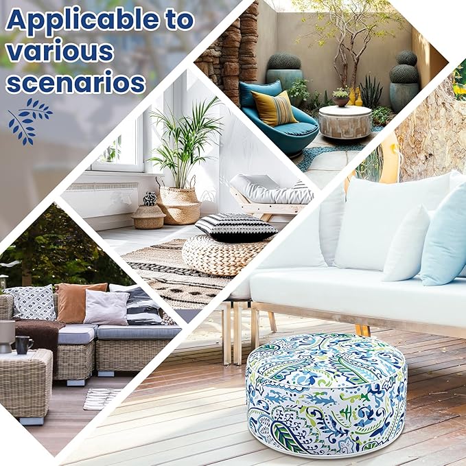 2 Pack Outdoor Inflatable Ottoman Waterproof Inflatable Pouf Foot Rest with Handle D21 x H9 Portable Outdoor Foot Rest for Patio Garden Camping or Home-HomvellaHome