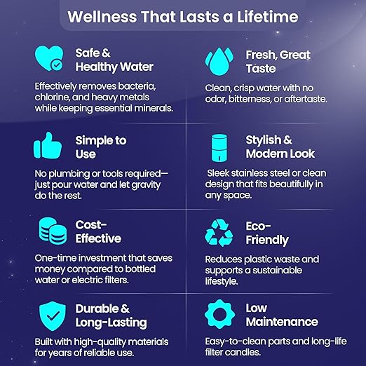 Gravity Water Filter System – 1.5 Gallons NSF Certified AISI 304 Stainless Steel Premium Countertop Water Filtration System with 2 Smart Black Carbon Filters & Stainless Steel Spigot-HomvellaHome