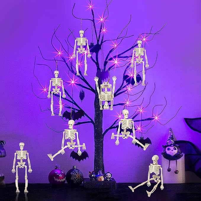 10 Pcs Halloween Mini Skeleton Figurine Decoration,6”Halloween posable Skeleton Decor,Small Plastic Skeleton Figure for Spooky Home Decor Haunted House Decorations Party Favors-HomvellaHome