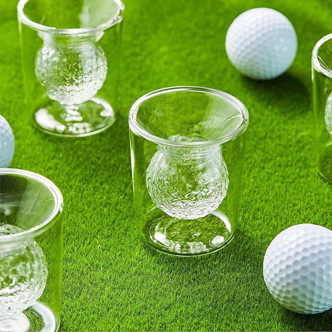 Golf Whiskey Decanter Set with 4 Golf Ball Shot Glasses, Unique Golf Gifts for Men Women, 750ml Golf Themed Liquor Dispenser, Golf Club Drink Dispenser for Bourbon, Scotch, Vodka, Tequila-HomvellaHome