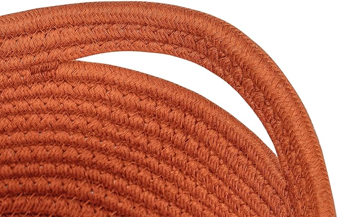 Shelf Storage Baskets for Organizing|Decorative Basket for Closet Storage|Toy Baskets&Bins|Small Woven Rope Baskets-13x8.66x5.11’’,Durable&Stylish,Oval 3 Packs Brick Red-HomvellaHome