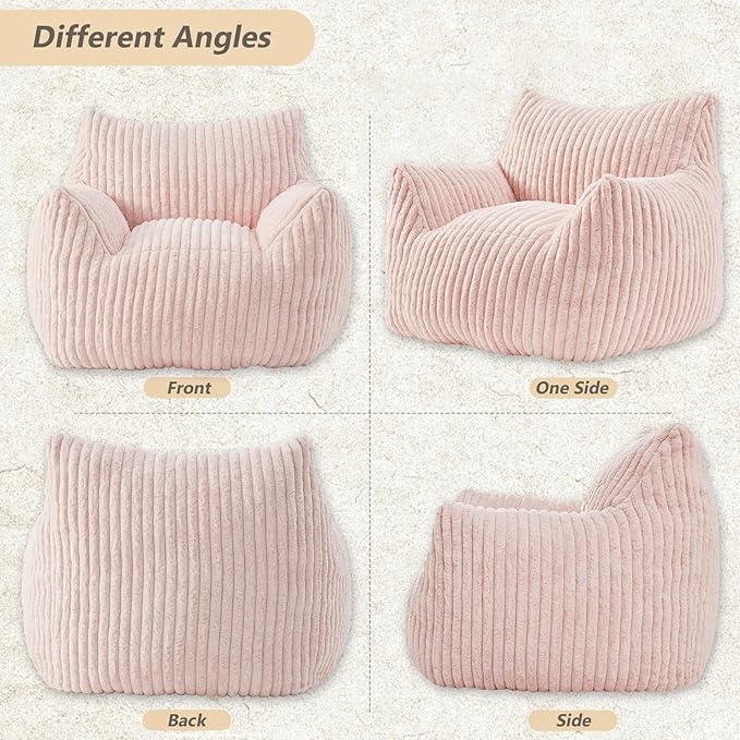 Giant Bean Bag Chairs for Adults Teens, Large Bean Bag Sofa Chairs with Filling Comfy Fuzzy BeanBag Chair with Armrests for Bedroom Living Room Reading-HomvellaHome