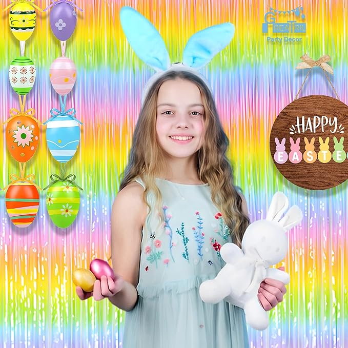 Gradient Pastel Foil Fringe Curtain - GREATRIL Pastel Color Backdrop Streamers for Kids Party/Classroom/Unicorn/Princess/Christmas Party Decorations (2 Pack)