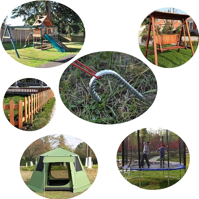 16 Inch 28 Pack Rebar Stakes, 3/8" Diameter J Hook Steel Ground Anchor Stakes, Heavy Duty Galvanized Tent Stakes, Metal Fence Stakes for Outdoor Decoration Yard Inflatables Gardening-HomvellaHome