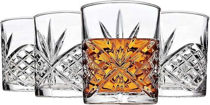 Godinger Dublin Whiskey Decanter, Liquor Decanter with 4 Double Old Fashioned Glasses, Barware, Glassware & Drinkware, for Whiskey, Liquor, Scotch & More, 750ML-HomvellaHome
