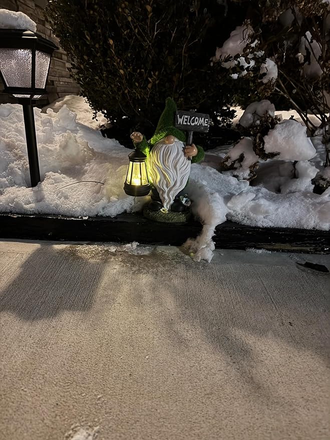 Garden Gnomes Outdoor with LED Solar Light - 11’’ Funny Gnome Decorations/ ornaments for Home/Yard/Patio Solar Lantern Garden Statues - Decor -Deals/clearance - Housewarming/Birthday Gifts-HomvellaHome