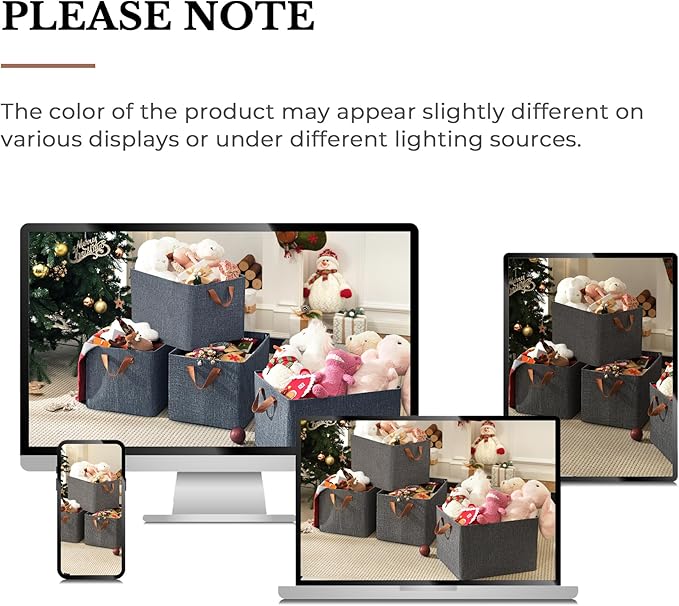 GRANNY SAYS Closet Storage Baskets, Collapsible Fabric Storage Bins with Metal Frame, Clothes Organizer Bins, Extra Large Baskets for Shelves, Dark Gray, 4-Pack-HomvellaHome