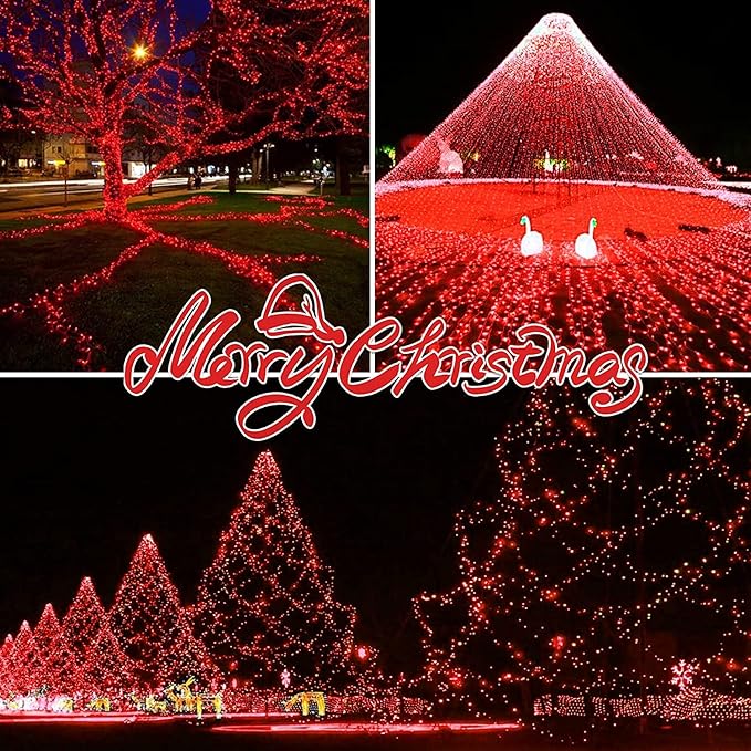 150LIGHTS RED Extra-Bright with End Connectors Christmas Decorative Lights 9.72m UL Certified Mini String Light Set Waterproof for Home Garden Holiday Christmas Tree Party Patio Decor Wedding-HomvellaHome